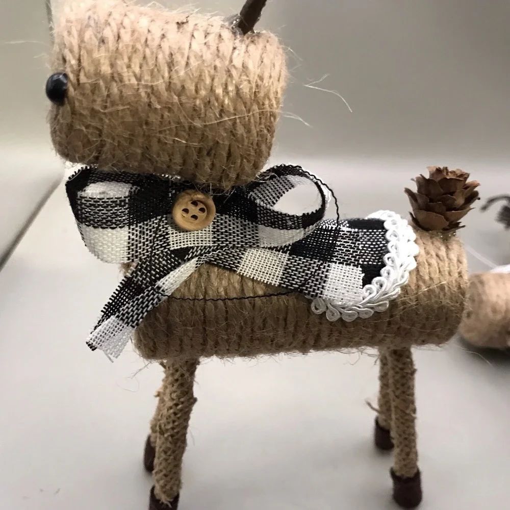 Christmas Reindeer Made Of Jute With Plaid Scarf Distributed By‎ Menards 7
